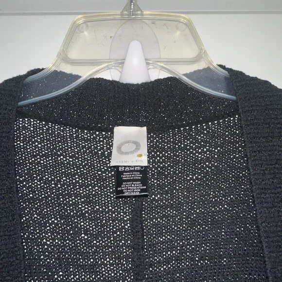 ANTHROPOLOGIE Cardigan Size OS Black Dolman Sleeve Open Knit AKEMI KIN Capsule - Picture 4 of 9